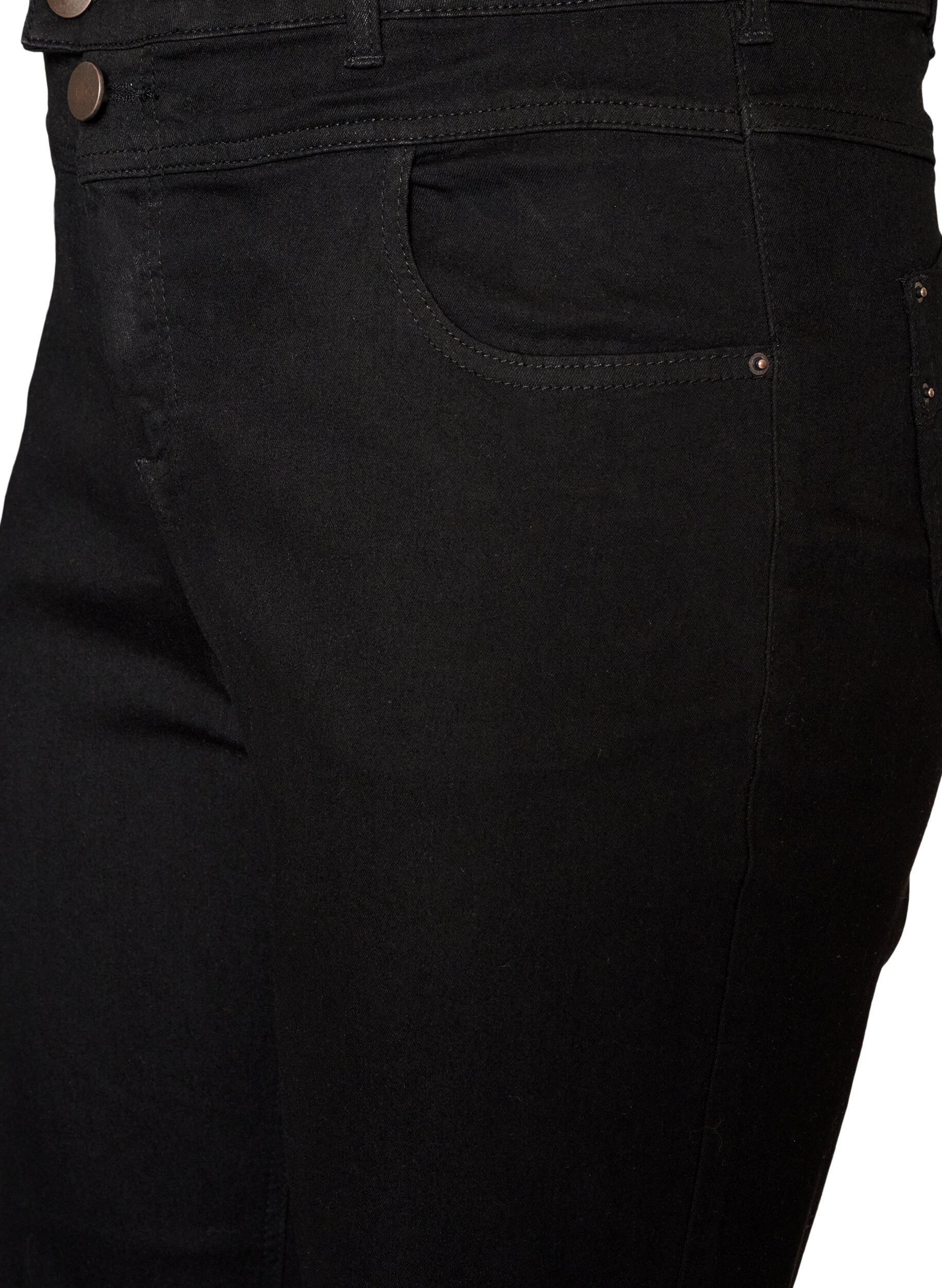 ZizziGemma jeans met regular fit en hoge taille, Zwart, Packshot image number 2