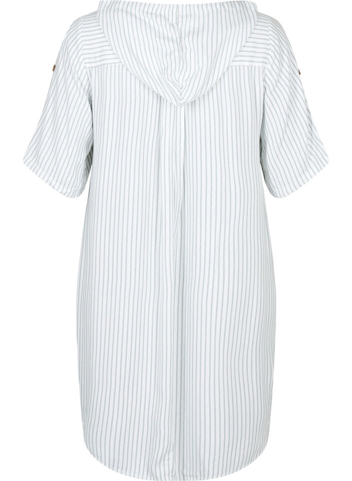 Tuniek van viscose met korte mouwen en capuchon, Chinois Green Stripe, Packshot image number 1