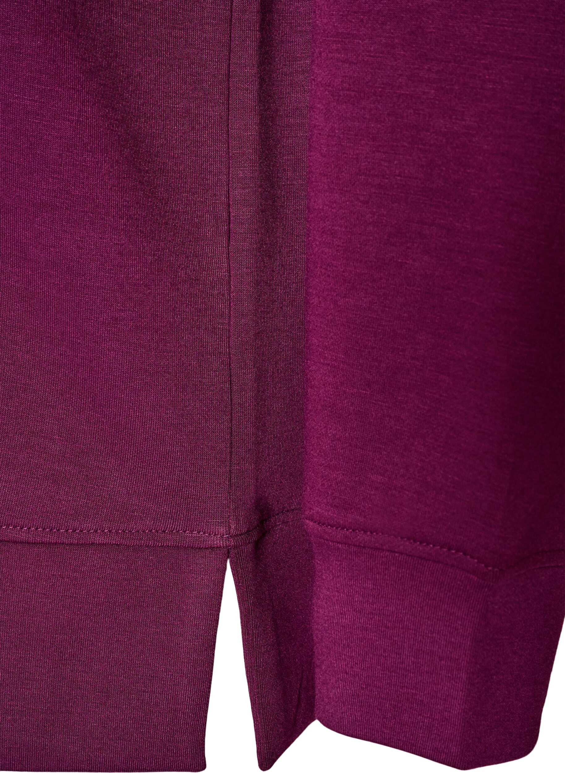 ZizziJersey blouse met lange mouwen en een ronde hals, Paars, Packshot image number 3