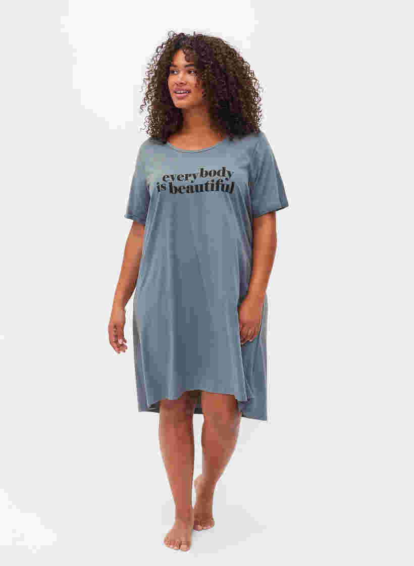 Katoenen nachthemd met korte mouwen en print, Balsam W. Everybody, Model image number 2