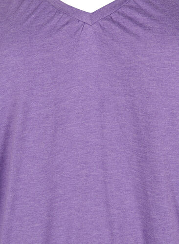 Gemêleerde blouse met v-hals, Deep Lavender Mél, Packshot image number 2