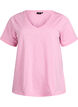Basic t-shirt met korte mouwen en V-hals, Roze, Packshot image number 0