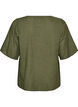 Katoenen shirt met korte mouwen en een V-hals, Groen, Packshot image number 1