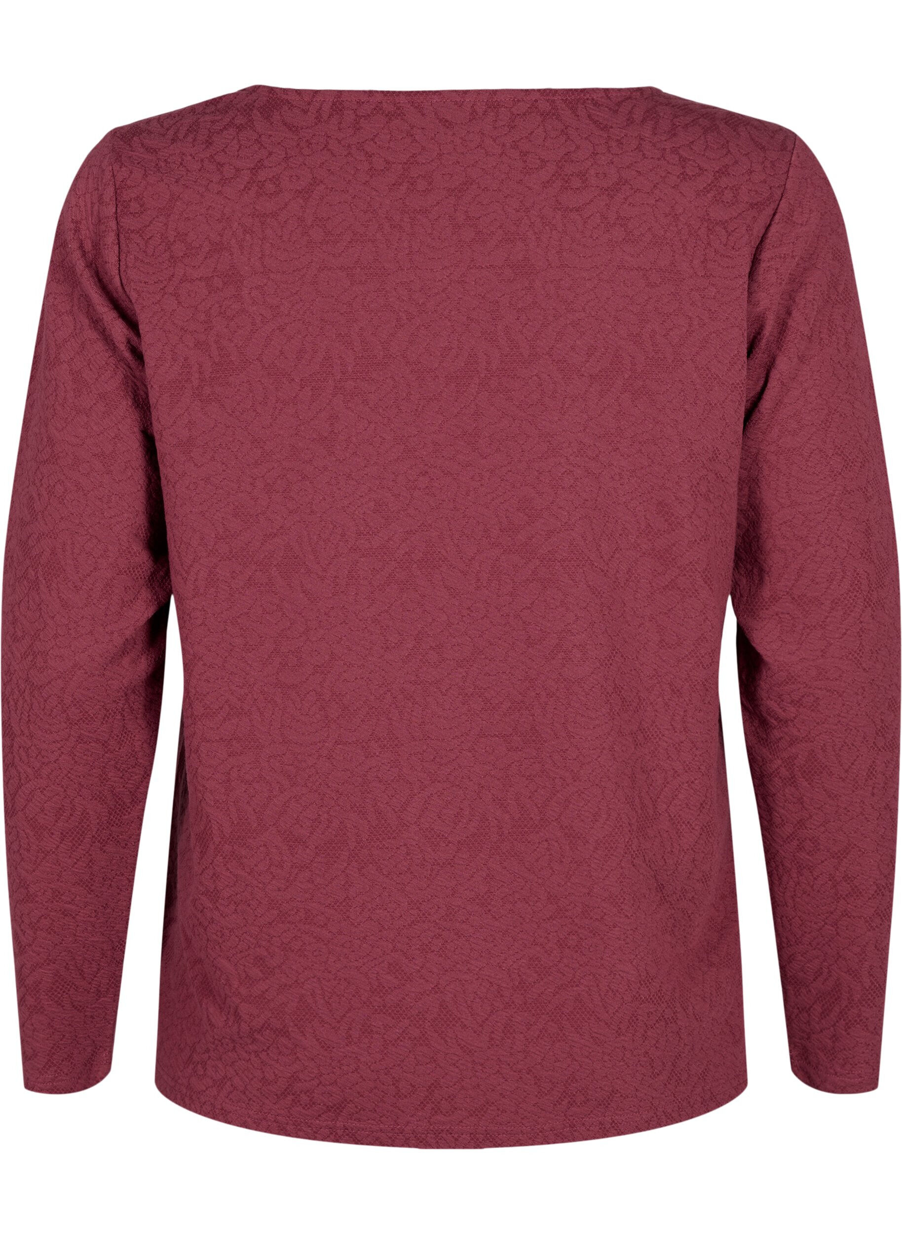 Zizzi Blouse met lange mouwen en textuur, Roze, Packshot image number 1