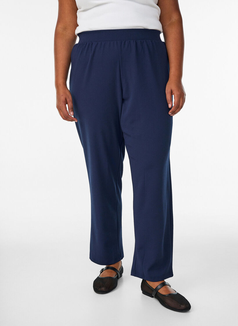 Broek met rechte pasvorm, Blauw, Model image number 3