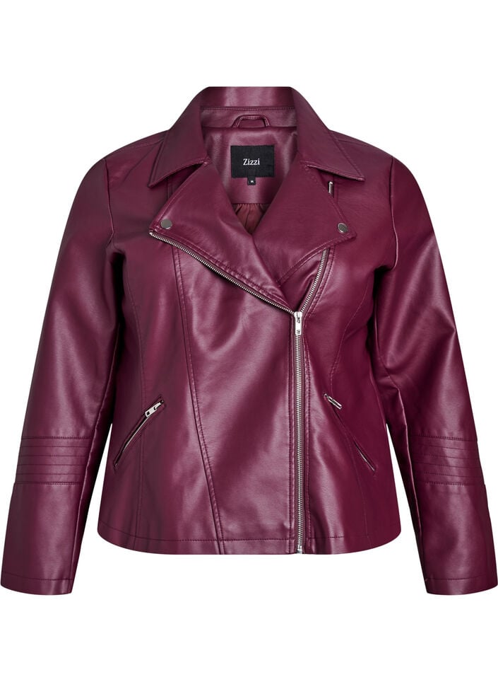 Imitatieleer bikerjack, Rood, Packshot image number 0