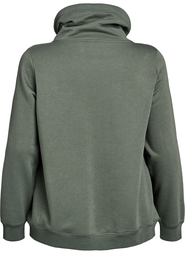 Sweatshirt met hoge kraag en zakken, Groen, Packshot image number 1