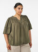 Viscose blouse met plooien en balloneffect, Groen, Model image number 0