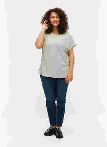T-shirt met korte mouwen van katoenmix, Heather Grey Mél, Model image number 2