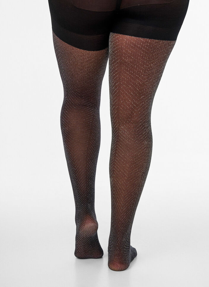 30 denier push-up panties met glitter, Zwart, Packshot image number 1
