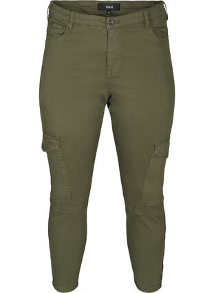 Katoenen broek met enkellengte, Army green , Packshot image number 0