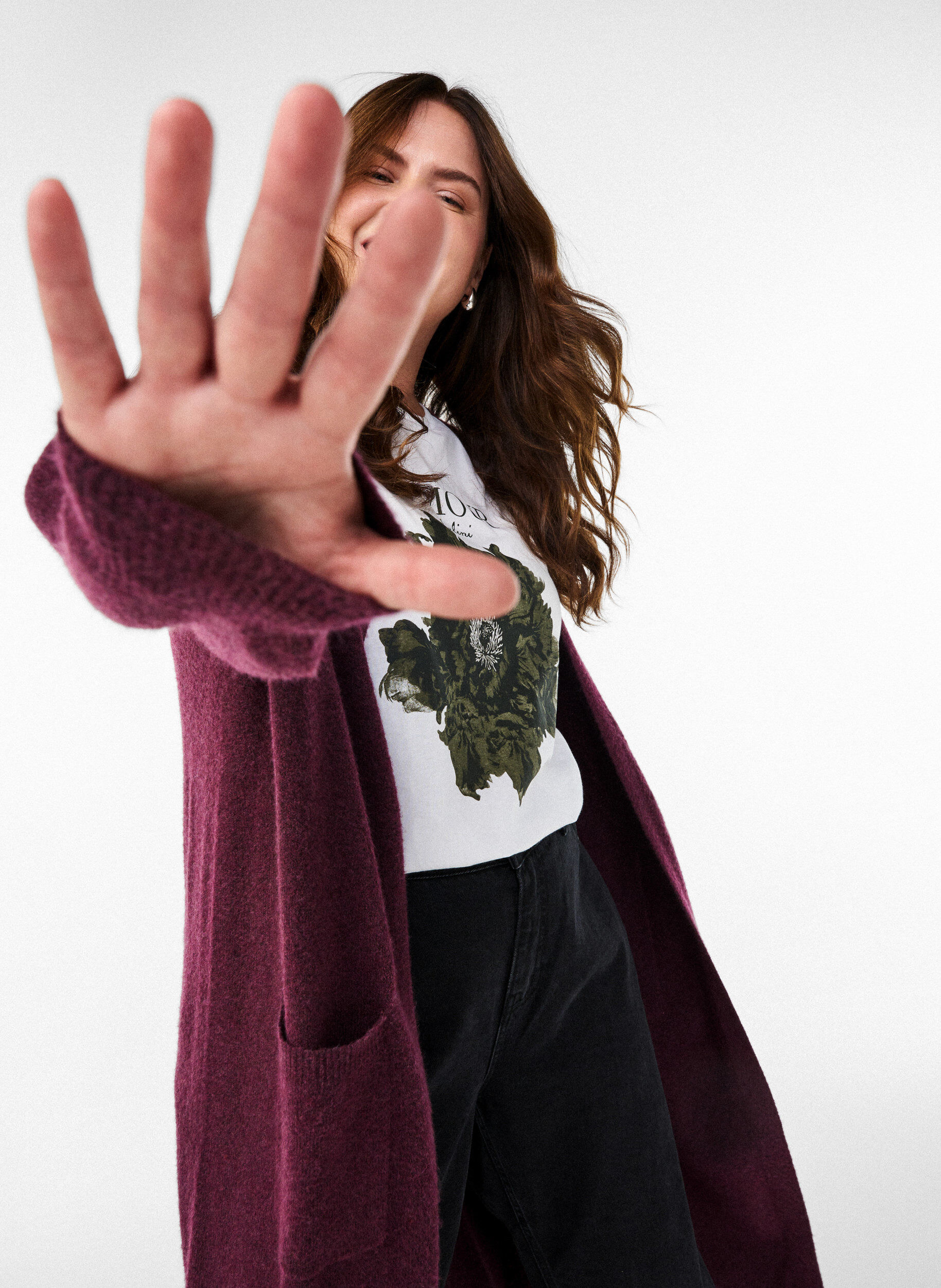 Zizzi Lange cardigan met zakken van breisel, Rood, Image image number 0