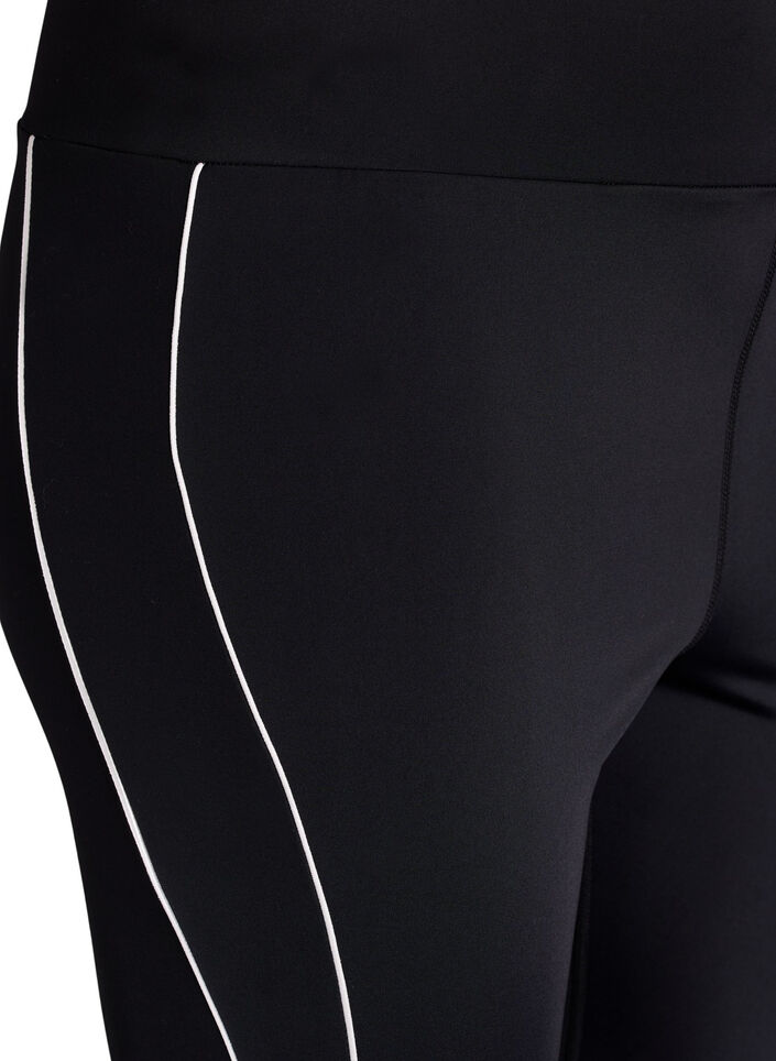 Trainingpanties 7/8-lengte met sportief contrasterende biezen, Zwart, Packshot image number 2