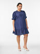 Korte viscose jurk met ruchesdetails, Blauw, Model image number 1