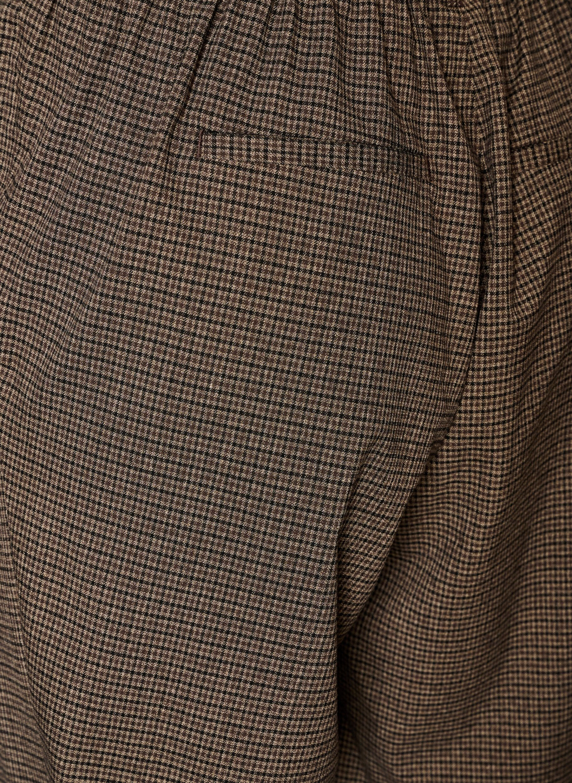 ZizziBroek met klein ruitpatroon en rechte pijpen, Bruin, Packshot image number 3