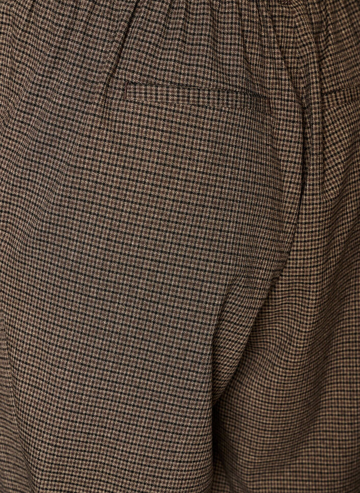 Broek met klein ruitpatroon en rechte pijpen, Bruin, Packshot image number 3