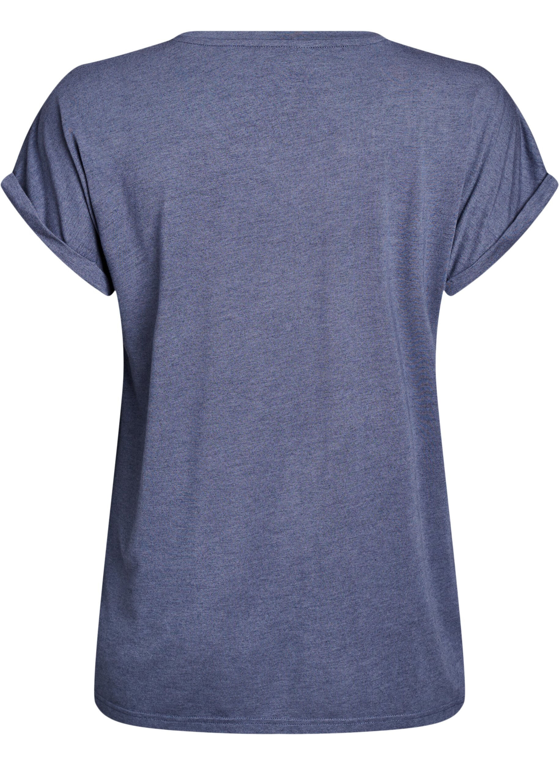 Zizzi Los T-shirt met ronde hals, Blauw, Packshot image number 1