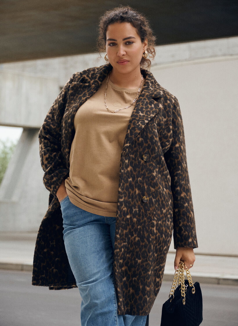 T-shirt in biologische katoen met een gewassen look, Beige, Image