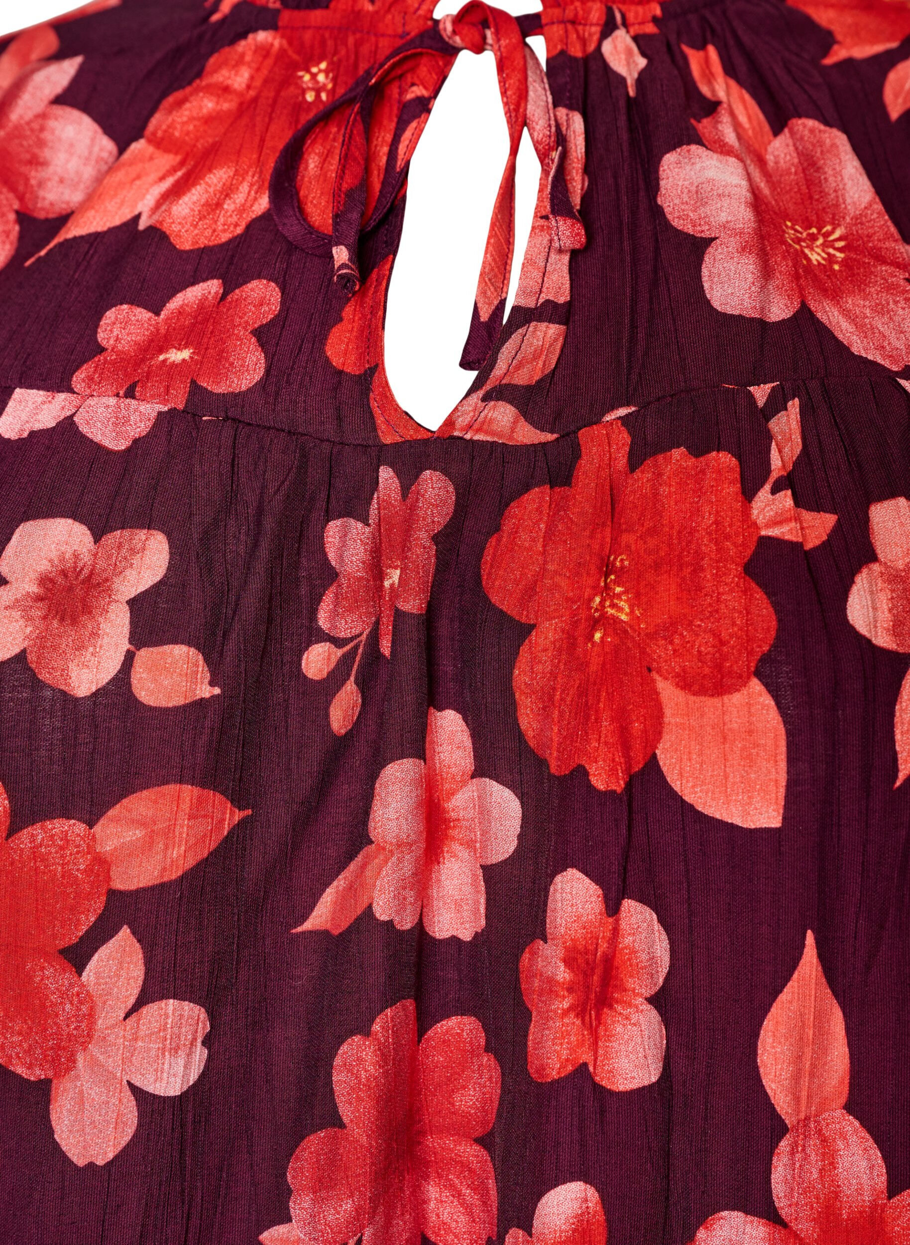ZizziFloral viscose blouse met ruches mouwen, Paars, Packshot image number 2