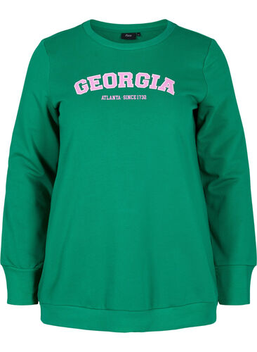 Katoenen sweatshirt met tekstprint, Jolly Green, Packshot image number 0