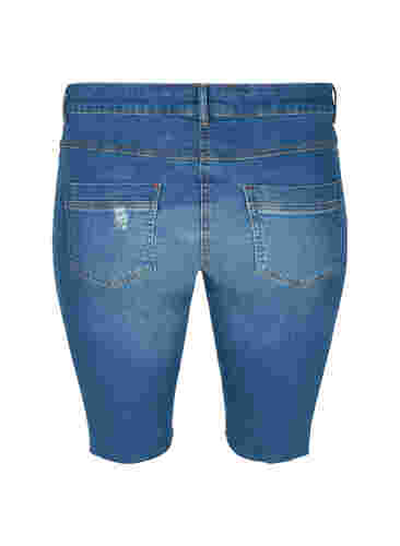 Denim shorts met zakken en ruwe rant, Blue denim, Packshot image number 1