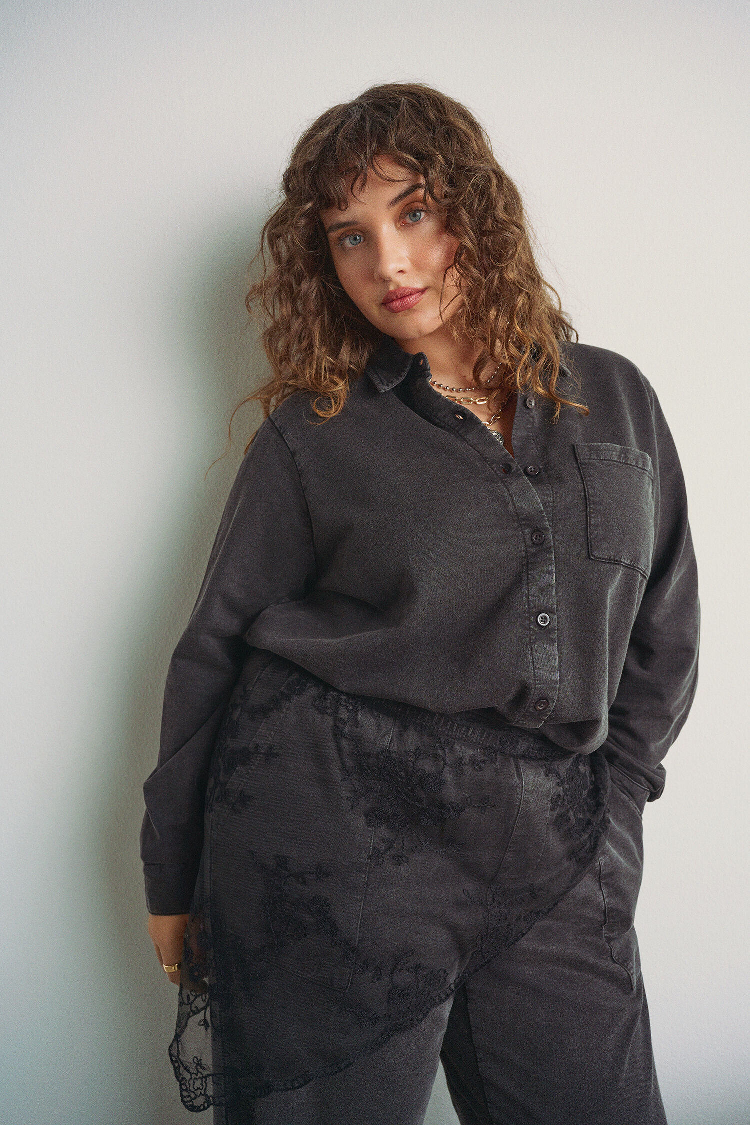 Zizzi Bijpassende grijze set met details, , Model