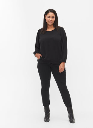 Extra slim Sanna jeans met normale taille, Black, Model image number 0