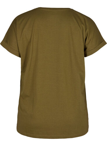 T-shirt met mix van katoen, Dark Olive Mel., Packshot image number 1