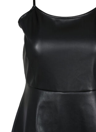 Imitatieleer jurk met a-vorm, Black, Packshot image number 2