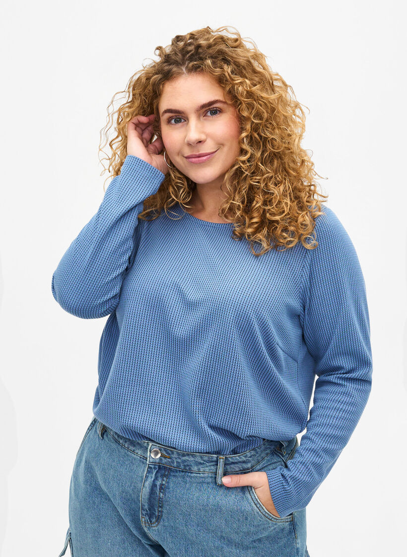 A-lijn blouse met textuur, Quiet Harbor, Model image number 0