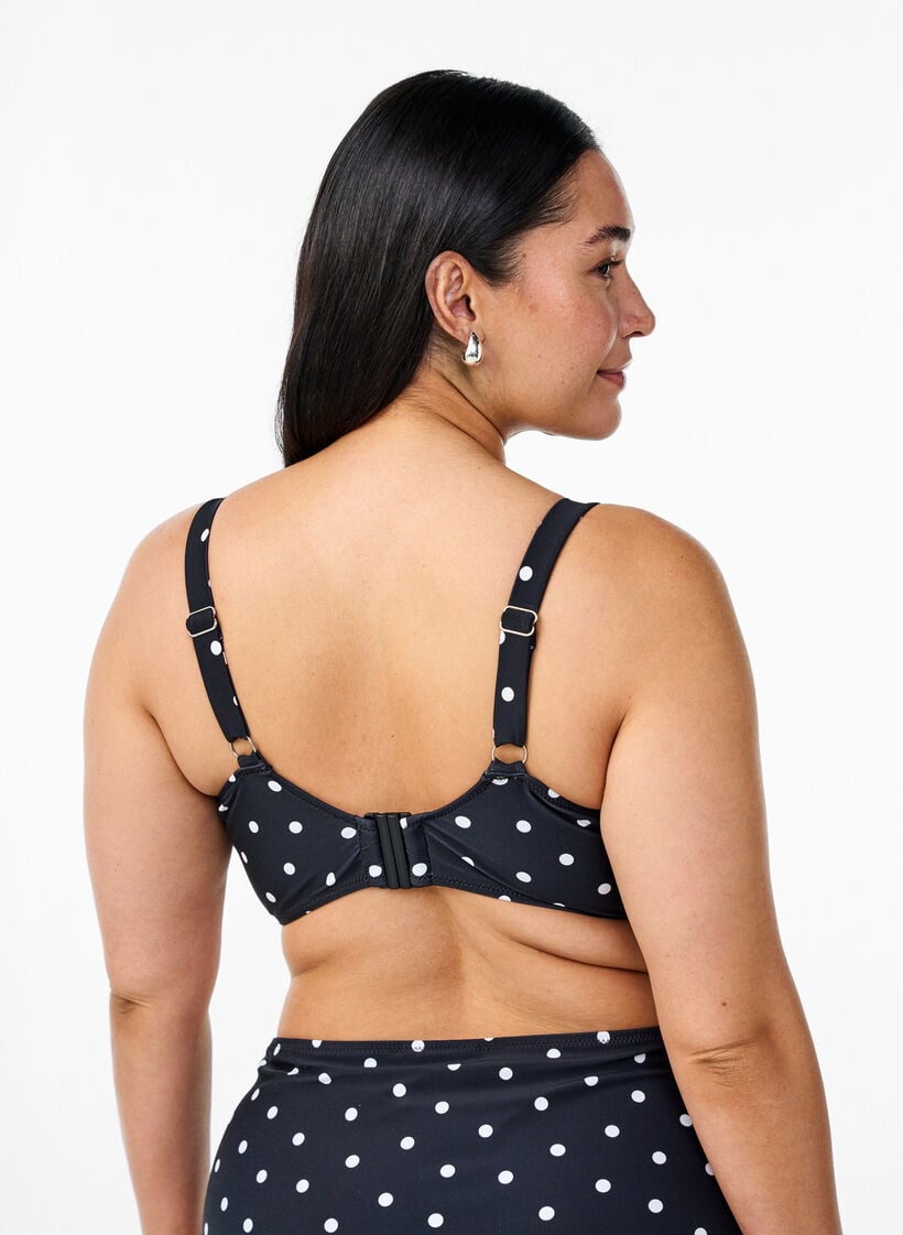 Bikinitop met beugel en patroon, Zwart, Model image number 2