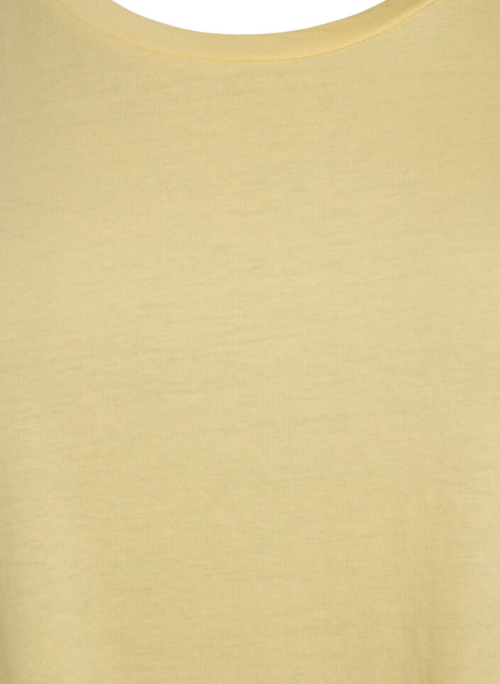 T-shirt met korte mouwen van katoenmix, Geel, Packshot image number 2