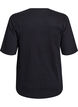 Geribde jersey blouse met korte mouwen, Zwart, Packshot image number 1