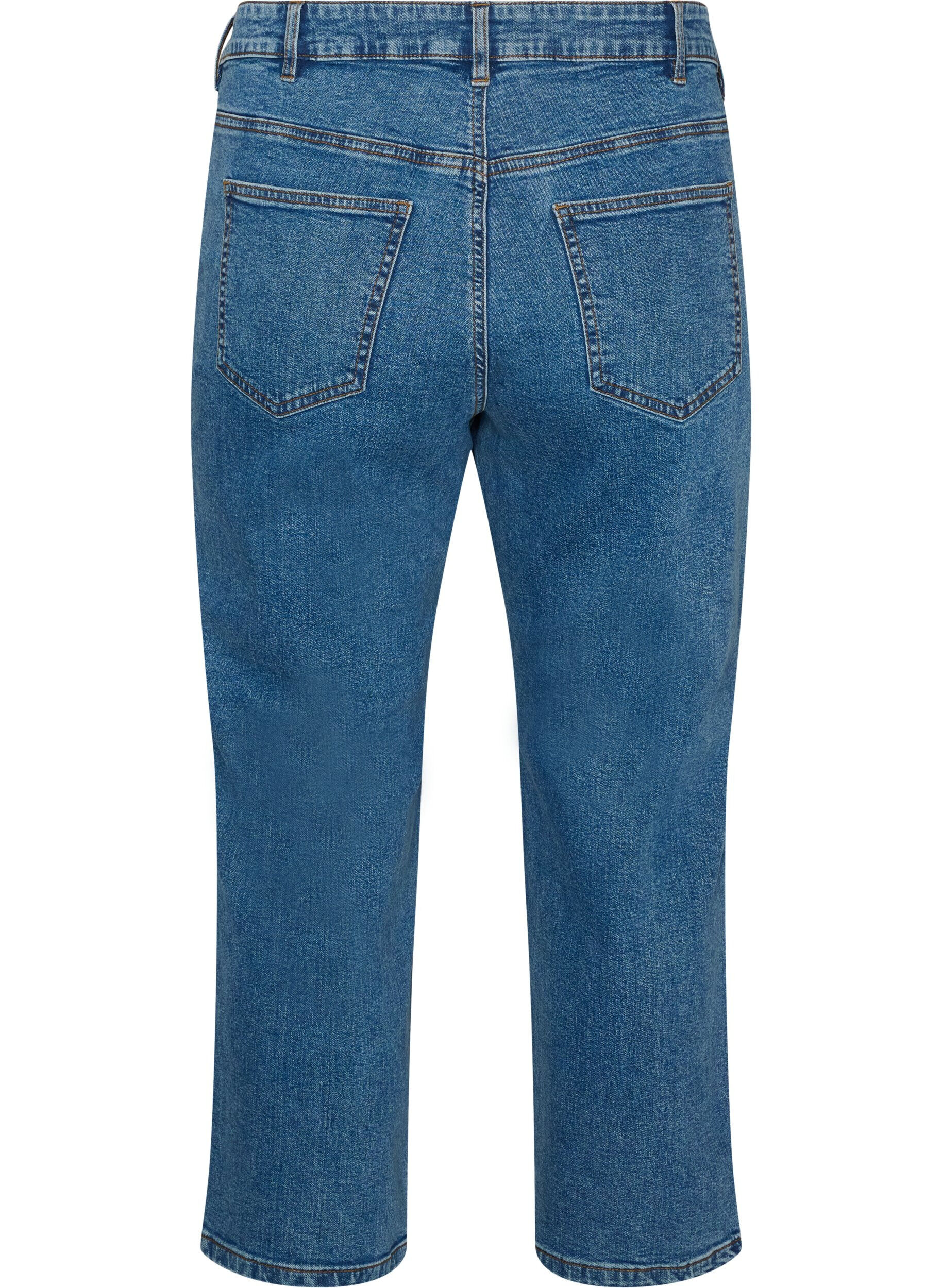 ZizziGecropte Vera jeans met een straight-fit, Blauw, Packshot image number 1