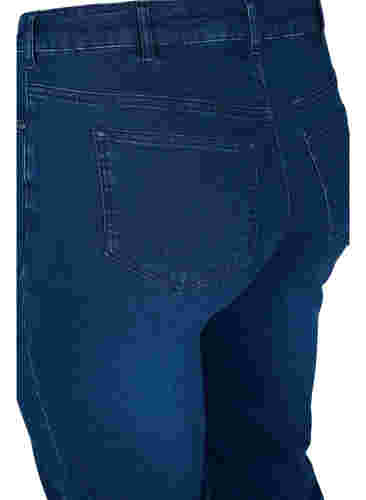 Nauwsluitende denim driekwartbroek in katoen, Dark blue denim, Packshot image number 3