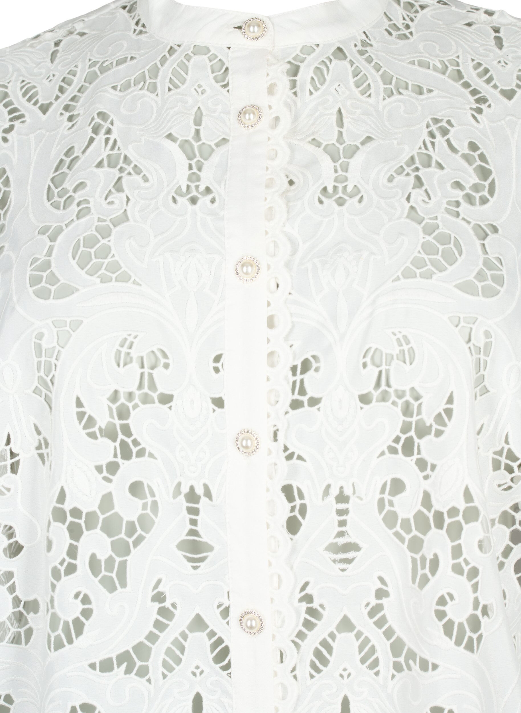 Zizzi Kanten shirt blouse met lange mouwen, White, Packshot image number 2