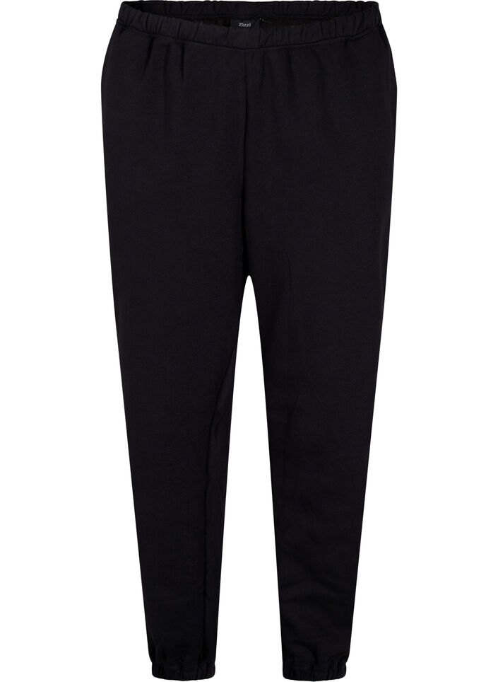 Losse katoenen broek met zakken, Zwart, Packshot image number 0