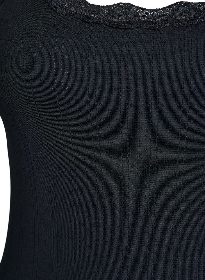Tanktop met kant en broderie anglaise, Zwart, Packshot image number 2