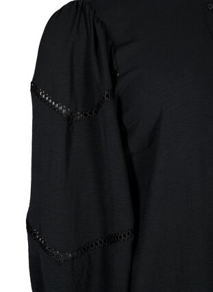 Overhemdblouse met gehaakte details, Black, Packshot image number 3