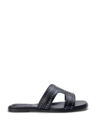 Platte sandalen met studs, Zwart