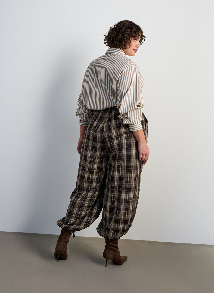 Geruite ballonbroek met hoge taille, Groen, Model image number 1