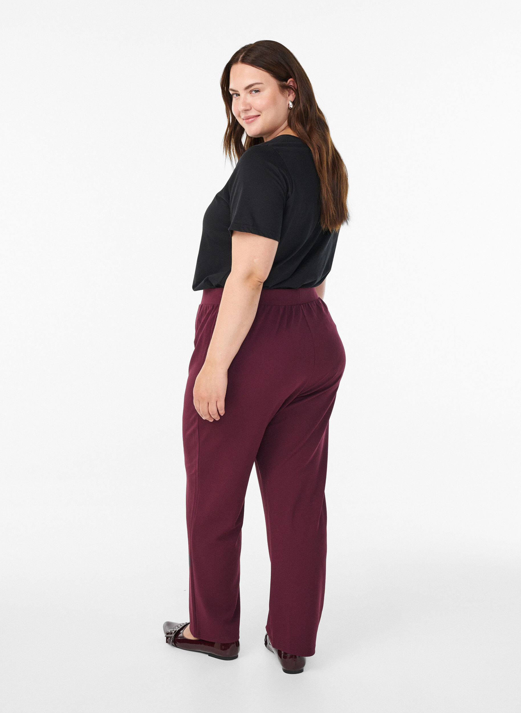 Zizzi Broek met rechte pasvorm, Rood, Model image number 1