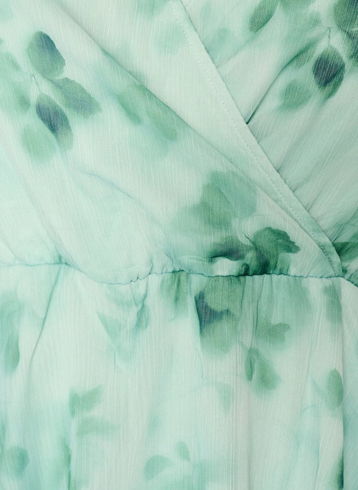 Bloemen chiffon blouse met korte mouwen, Groen, Packshot image number 2