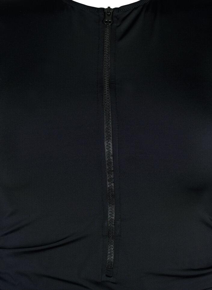 Badpak met rits en korte mouwen, Black, Packshot image number 2