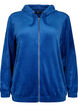 Velours vest met rits en capuchon, Blauw, Packshot image number 0