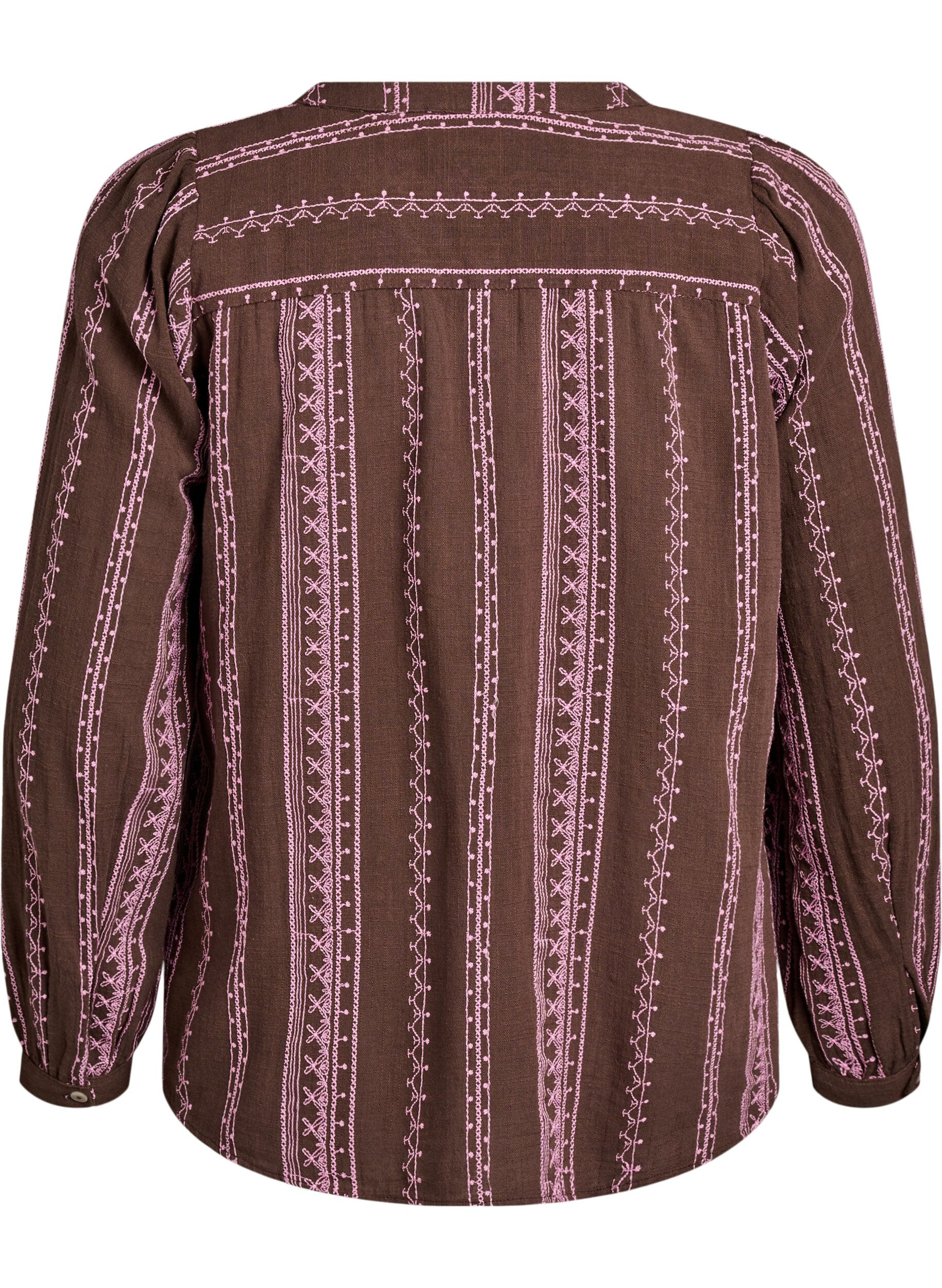 Zizzi Blouse met geborduurd patroon, Bruin, Packshot image number 1