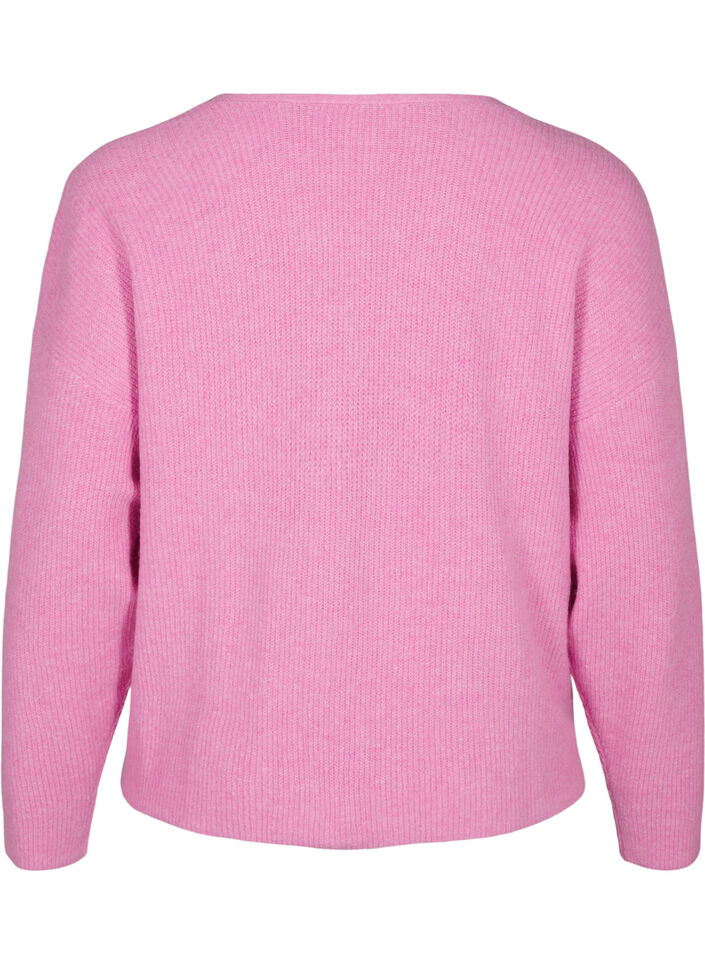 Gebreide cardigan met strikceintuur, Begonia Pink Mel., Packshot image number 1