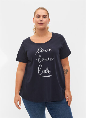 Katoenen t-shirt met korte mouwen en opdruk, Night Sky Love Love, Model image number 0