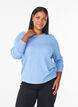 Gebreide blouse met ronde hals, Blauw, Model image number 0