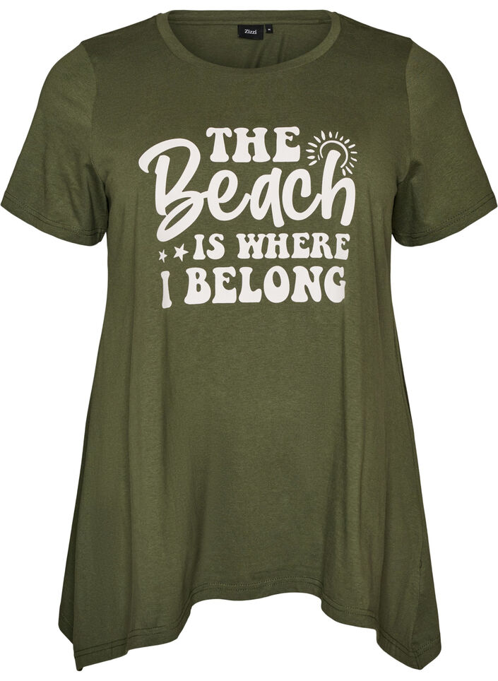 T-shirt met ronde hals en A-lijn vorm, Groen, Packshot image number 0